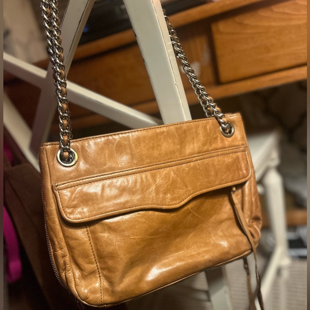 Rebecca Minkoff camel brown Leather Chain-Strap Shoulder Bag